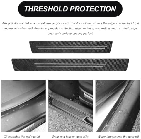 4 PCS Car Door Sill Protector, Waterproof Carbon Fiber Style Car Door Entry - Image 4