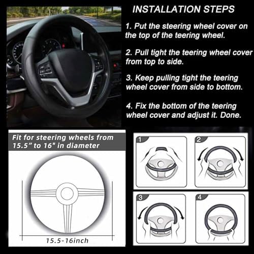 Valleycomfy Microfiber Leather Steering Wheel Cover Large-Size - Image 4