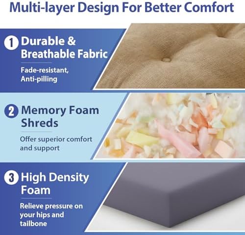 IASEAHK Memory Foam Dining Chair Cushions, 16.5"x16.5"x3.5" - Image 6