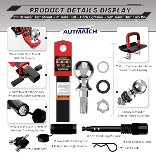 AUTMATCH Trailer Hitch Ball Mount - Image 2