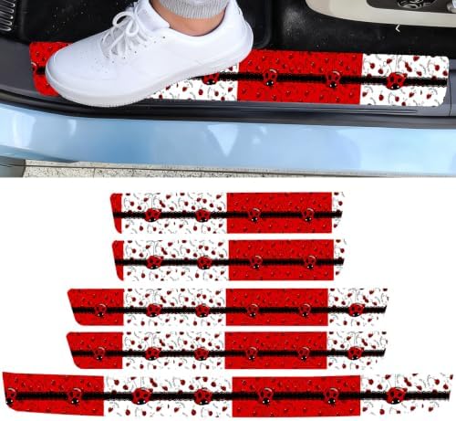 5PCS Ladybug Car Door Sill Sticker Carbon Fiber Leather Auto Decal by Unknown