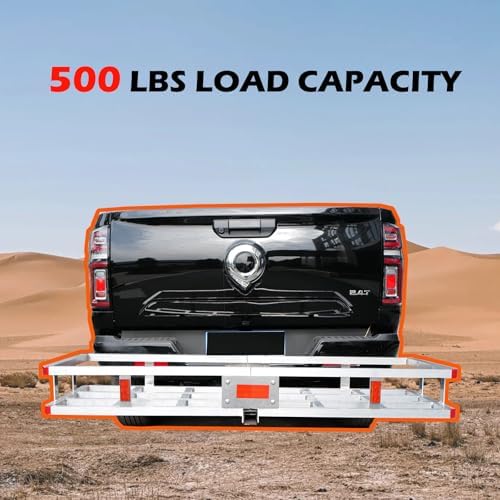 60 x 20 x7 Aluminum Cargo Carrier Hitch Mount | 500lb Heavy Duty Folding - Image 5