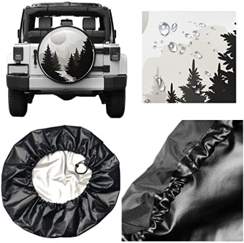 Abstract Moon Spare Tire Cover Mountain Tree Waterproof Dust-Proof Universal - Image 4