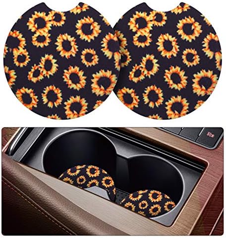 tifanso 2PCS Sunflower Non-Slip Car Cup Holder Coasters by tifanso