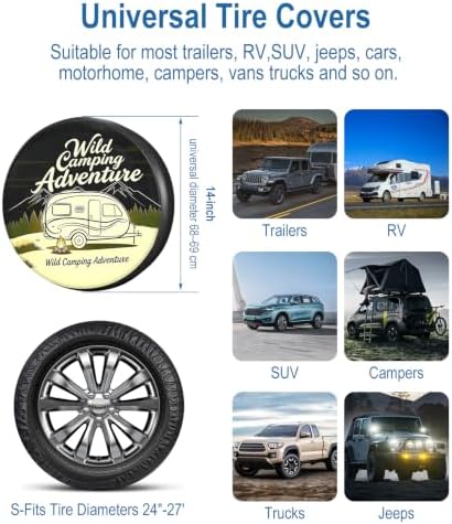 RV Spare Tire Cover Wild Camper Adventure 15in Waterproof Universal Fit - Image 4
