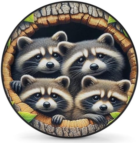 Rv Spare Tire Cover Wheel Funny Animal Raccoon Tire Covers Wheel Protectors by FengQuGou