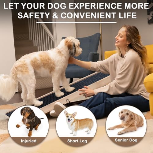 Foldable Dog Ramp for Bed, 4 Adjustable Portable Pet Ramps, for High Beds - Image 3