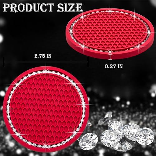2PCS Bling Cup Holder Coaster, 2.75 Inch Auto Car Cup Holder Insert Coasters - Image 2