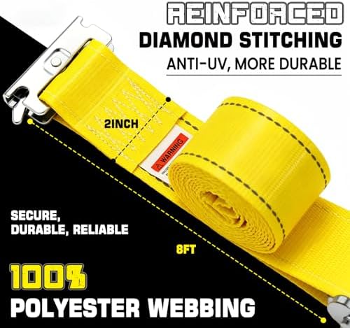 UTV Wheel Chock Tie Down Kit 4pk 2" x8' 4400LBS E Track Tire Ratchet Straps - Image 2