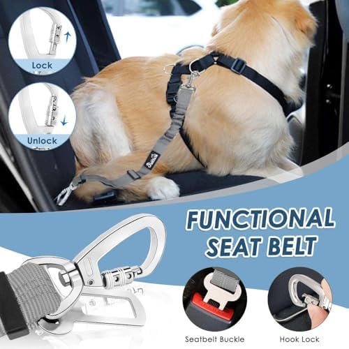 SlowTon Dog Seatbelt, 2 Pack Adjustable Heavy Duty Dog Safety Seat Belt - Image 3