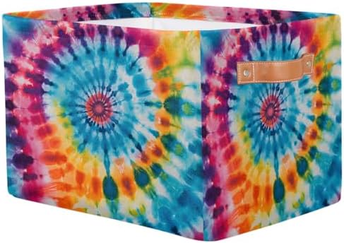 AUUXVA Storage Basket Abstract Swirl Tie Dye Pattern Storage Cube Box Durable - Image 2