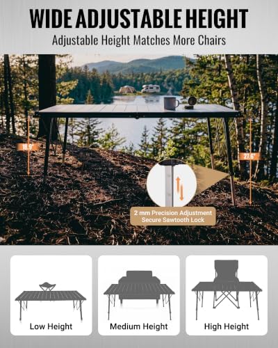 KingCamp Large 55.1" Folding Camping Table, 265lbs Adjustable Outdoor Table - Image 4
