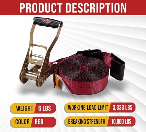 Ratchet Tie-Down Straps with Flat Hooks, 000 Lbs Breaking Strength | TieDown - Image 5