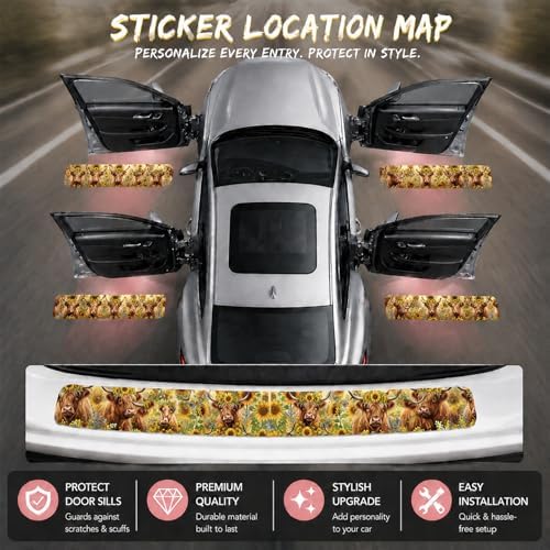 5PCS Leopard Heart Car Door Sill Sticker Carbon Fiber Leather Auto Decal - Image 2