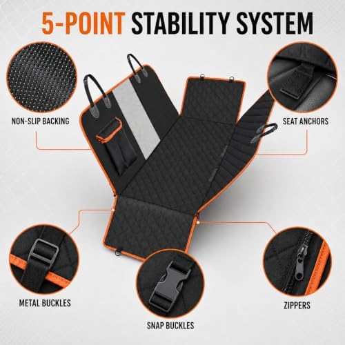 Dog Car Seat Cover for Back Seat, 600D Waterproof Hammock for Cars and SUVs - Image 4