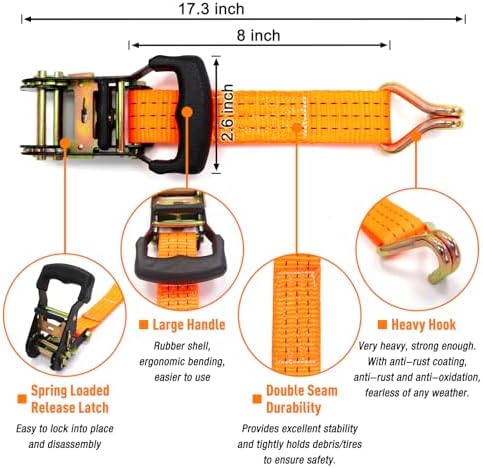 1.5" Wide Orange Heavy Duty Y Strap - Image 3