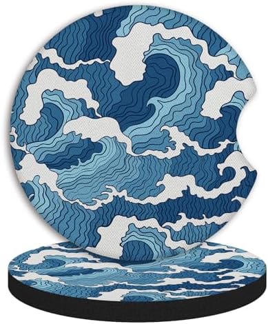 2pcs Car Cup Holder Coasters Sea Wave Pattern Car Coasters，Universal Auto Anti - Image 5