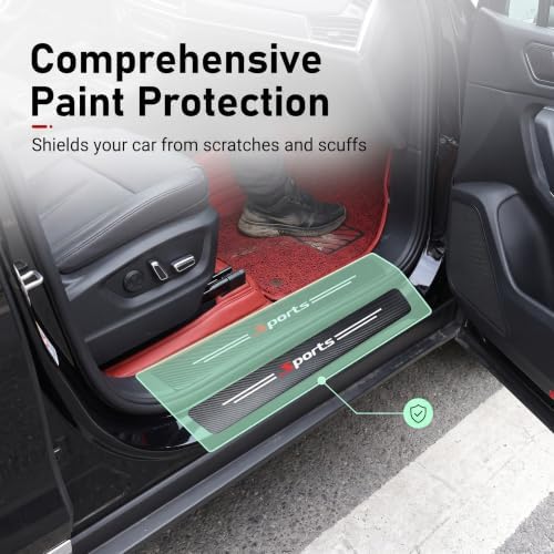 9 PCS Car Door Entry Sill Protector, Sports Carbon Fiber Style Anti‑Scratch - Image 4