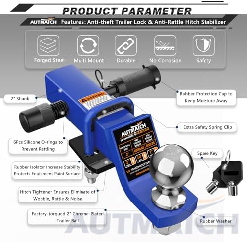 AUTMATCH Trailer Hitch Ball Mount - Image 4