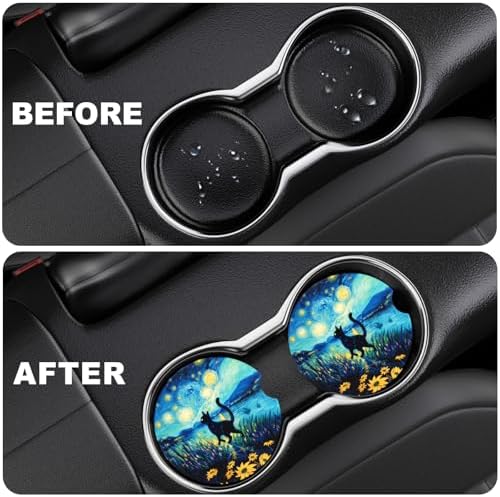2 Pack Car Cup Holder Coaster, 2.63 inch Anti Slip Insert Absorbent Ceramic Car - Image 5