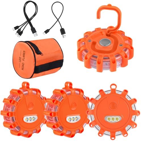 AK LED Road Flares Rechargeable Safety Flashing Warning Light Roadside by AK