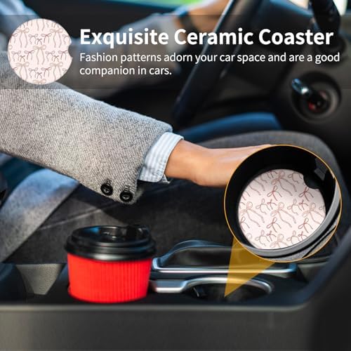 Cute Bowknot Car Coasters, Absorbent 2 Pack - Image 5