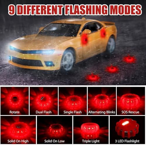 Tallew 12 Pack LED Road Flares Emergency Lights, 9 Flash Modes - Image 6