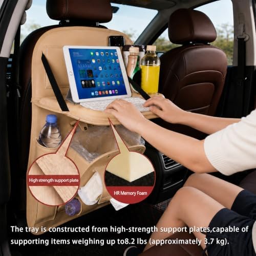 Backseat Car Organizer with Tray, 2 Pack Leather Seat Storage - Image 5