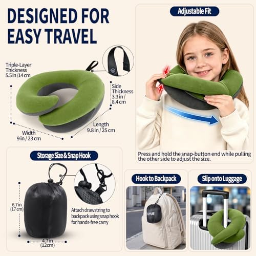 BUYUE Kids Travel Pillows for Airplane, Memory Foam 360° Head Support Sleeping - Image 6