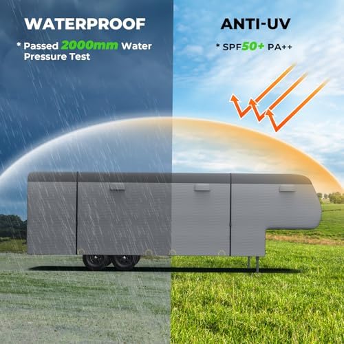 Fonzier 5th Wheel RV Cover, 9 Layers Heavy Duty RV Cover Fits 28.1-31FT - Image 3