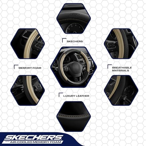 Skechers Air-Cooled Steering Wheel Cover, Leather Car Steering Wheel Cover - Image 3