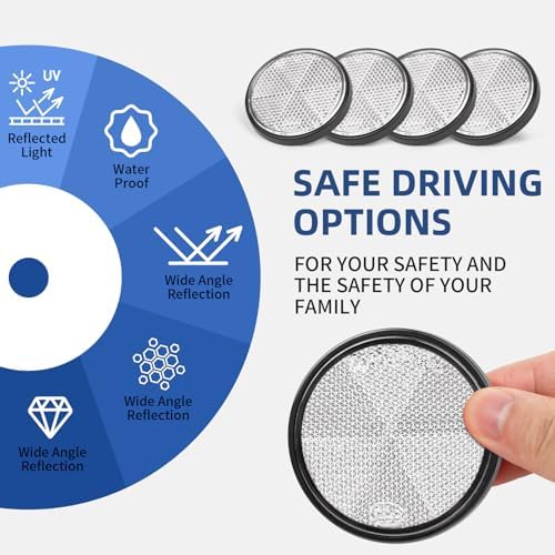 10 Pack 2.36inch Safety Reflectors White Round Self-Adhesive Reflector - Image 4