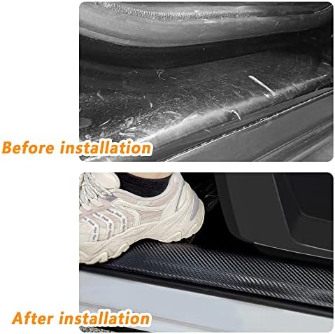 4Pcs Car Door Sill Protector, Sport Carbon Fiber Threshold Anti-Scratch Sticker - Image 7