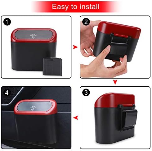 Accmor Car Trash Can with Lid, 2 Packs Mini Vehicle Trash Bin Car Dustbin - Image 4