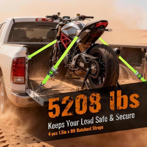 Retractable Ratchet Straps 4 Pack, 5208LBS Break Strength - Image 2