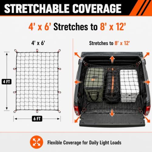 Cargo Net for Pickup Truck Bed, Heavy Duty Bungee Net - Image 3
