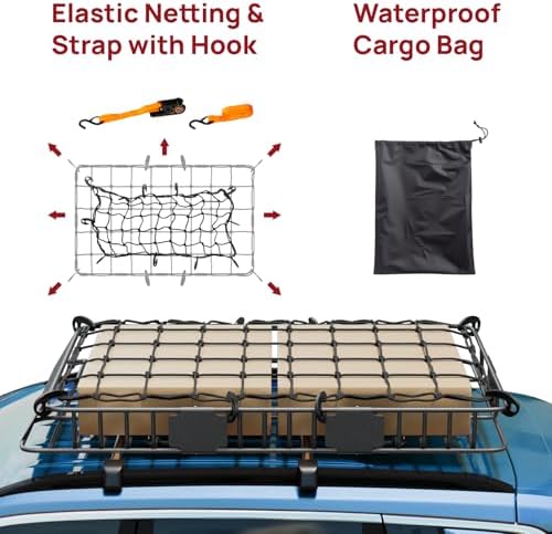 Bonnlo 250lbs Extendable Rooftop Cargo Carrier, 64 * 39 * 6inch Universal Roof - Image 4