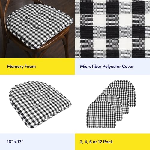 Sweet Home Collection Chair Cushion Memory Foam Pads Tufted Slip Non Skid - Image 6