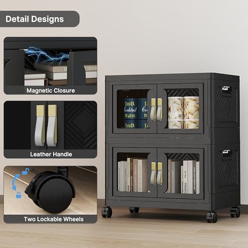 Stackable Storage Bins with Doors & Lids & Wheels - Image 5