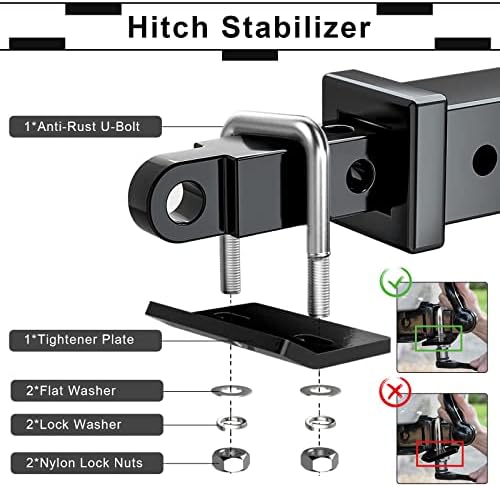 Hitch Tightener for 1.25" and 2" Hitches LIBERRWAY U-Shaped Iron Hitch - Image 3