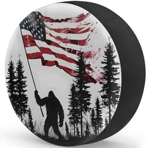 Rv Spare Tire Cover Wheel Bigfoot Flag Mountai Fun Tire Covers Wheel Protectors - Image 2