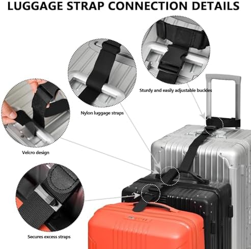 BILIONE 2 Pack Luggage Connector Straps, Connect 3 Suitcases ＆ Add A Bag - Image 4