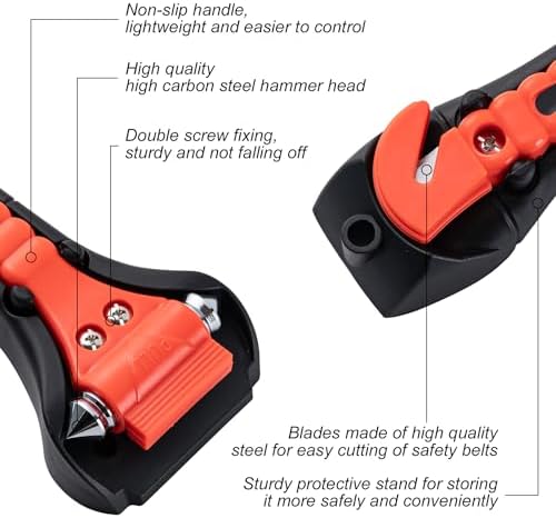 Car Window Breaker Hammer and Seat Belt Cutter 2-in-1，Emergency Escape Tool - Image 2
