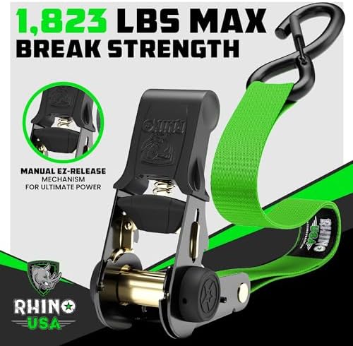 Rhino USA Ratchet Straps Tie Downs - 1in x 15ft - Image 2