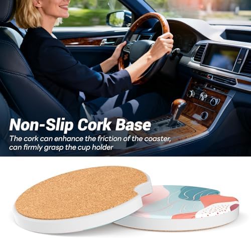 2 Pack Ceramic Car Coasters for Cup Holder, 2.56 in Anti Slip Absorbent Coaster - Image 6