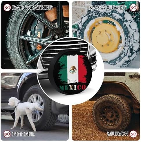 Vintage Mexico Michoacan Mexican Flag Tire Covers, Dust-Proof Weatherproof - Image 4