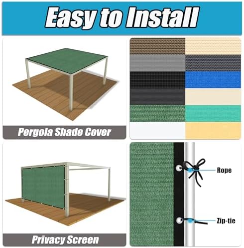 Amagenix 90% Pergola Shade Cover 8' X 24' Sun Shade Cloth - Image 4