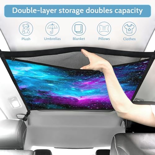 Galaxy Car Storage Mesh Organizer Ceiling Cargo Net Double-Layer Adjustable - Image 4