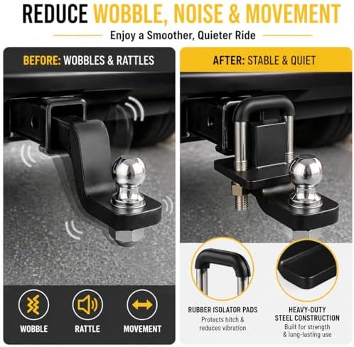 Heavy Duty Anti-Rattle Hitch Tightener Clamp, 1.25" & 2" Hitch Stabilizer - Image 4