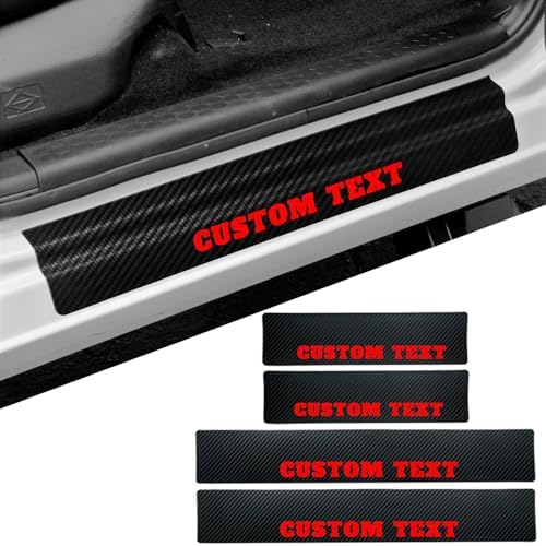 Custom Text Car Accessories 4 Pcs Carbon Fiber Door Sill Scuff Plate Auto Door - Image 2